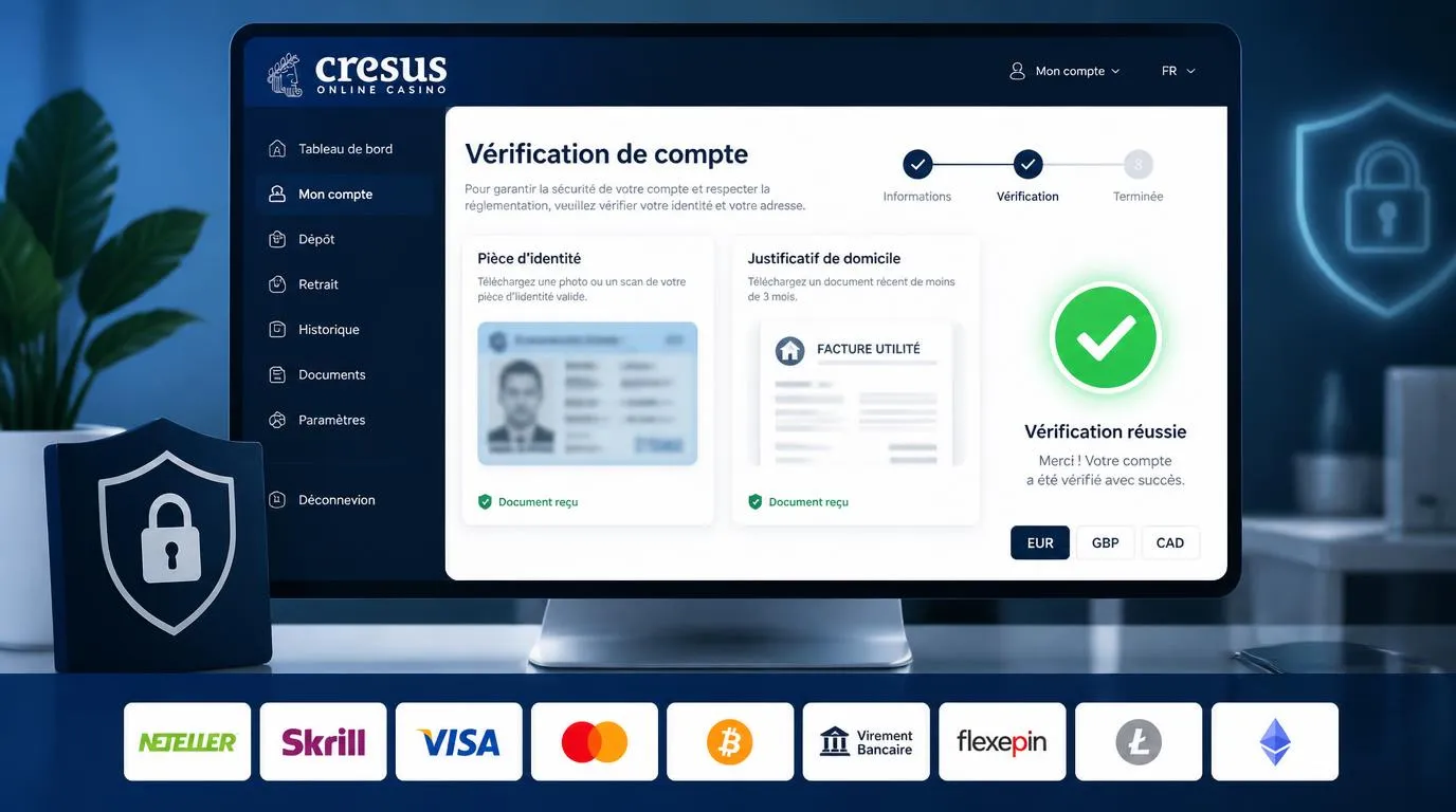 Vérification d’identité avec pièce officielle et justificatif de domicile pour activer un compte de casino